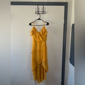 Elegant Yellow Ruffle Dress